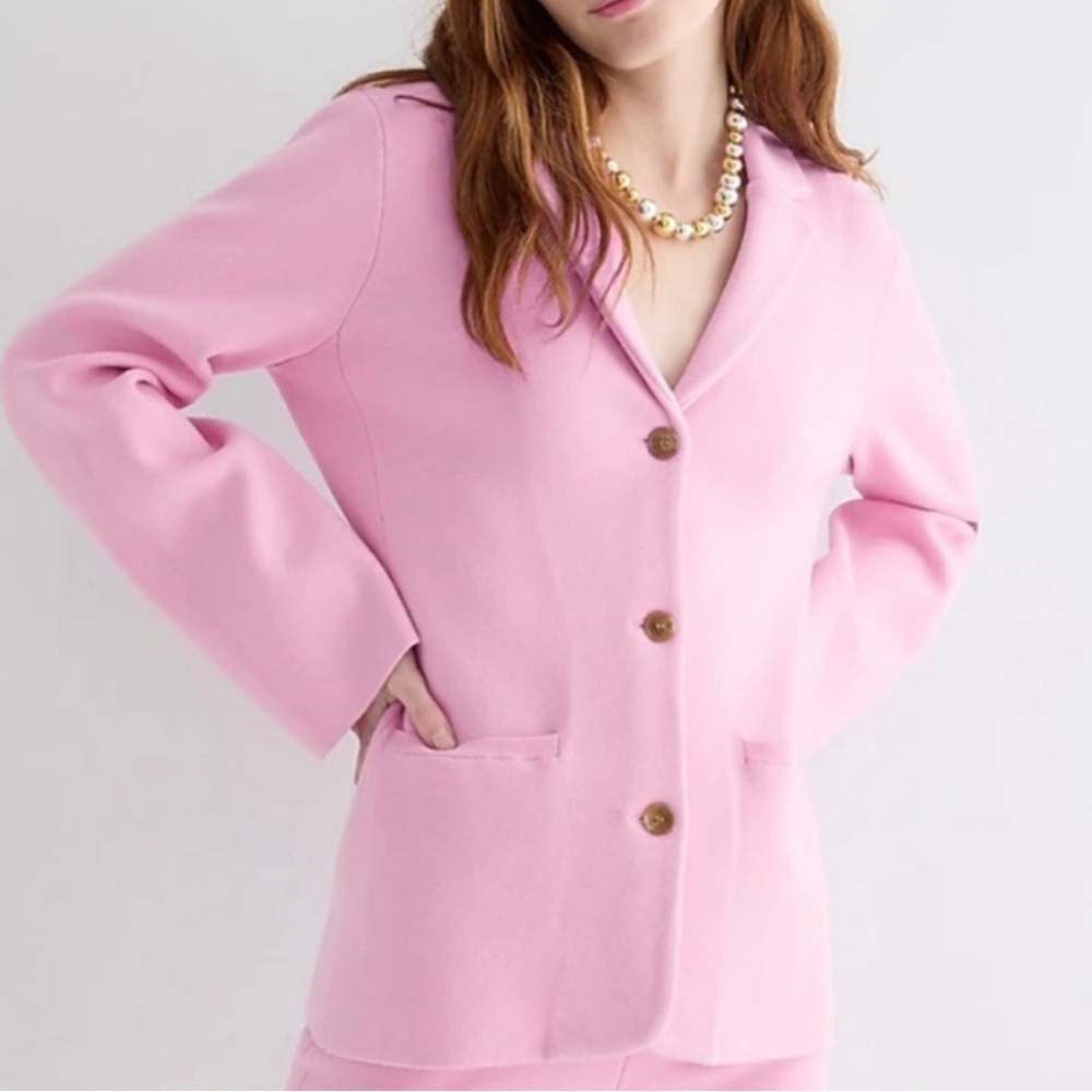 J CREW Pink Waisted Sweater Blazer Size XS Button BQ788